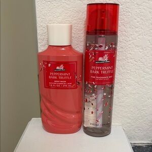 Bath & Body Works Peppermint Bark Truffle Body Wash & Mist - Red